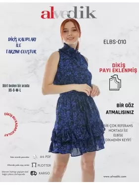 Double Layer Ruffle Mini Dress Sewing Pattern PDF